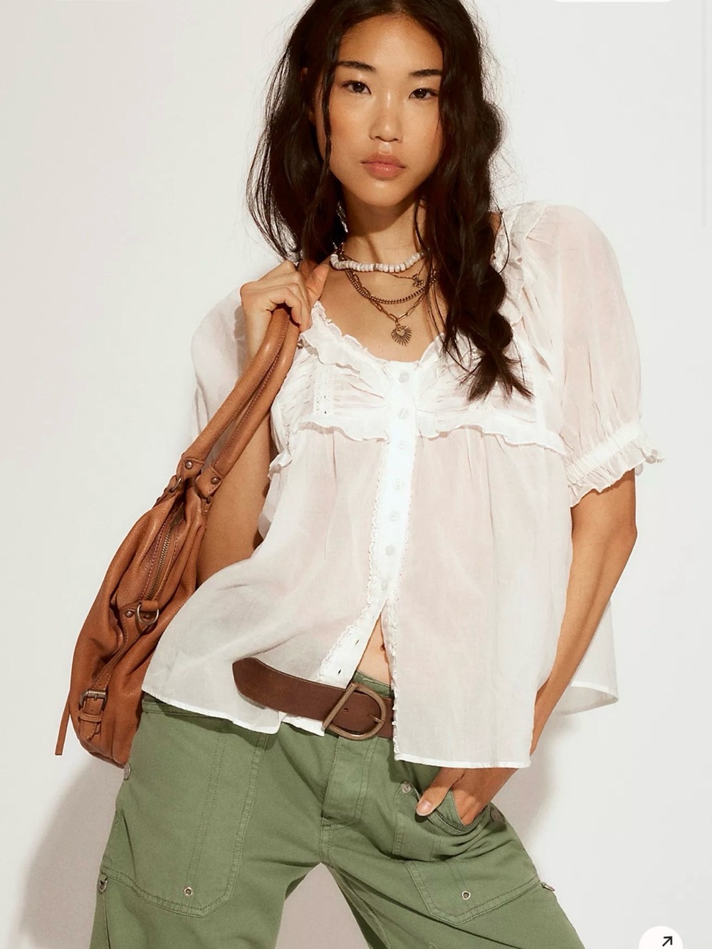 NWT Free People Luna Top in Optic White XS